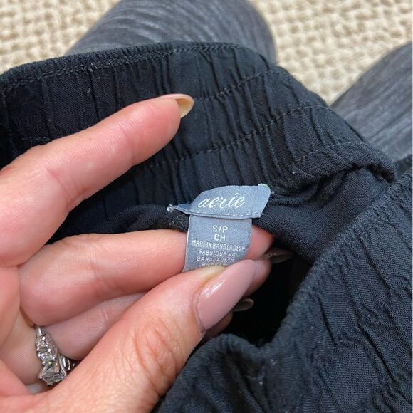 Aerie Black Lightweight Cinch Hem Drawstring Waist Jogger Pants Small - Picture 2 of 8